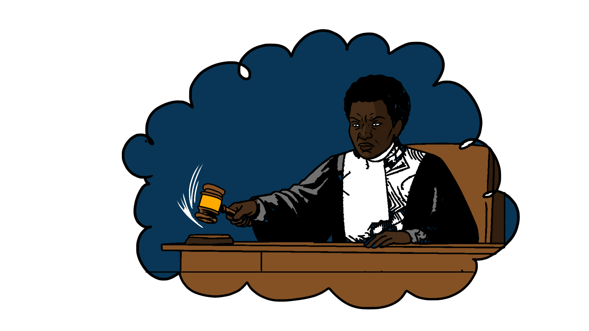 Illustration of a lady judge bangs her gavel while saying “he may have gotten away with it if he had not… uploaded in the deceased’s Facebook page... Consequently, I sentence the Accused to serve forty (40) years imprisonment.