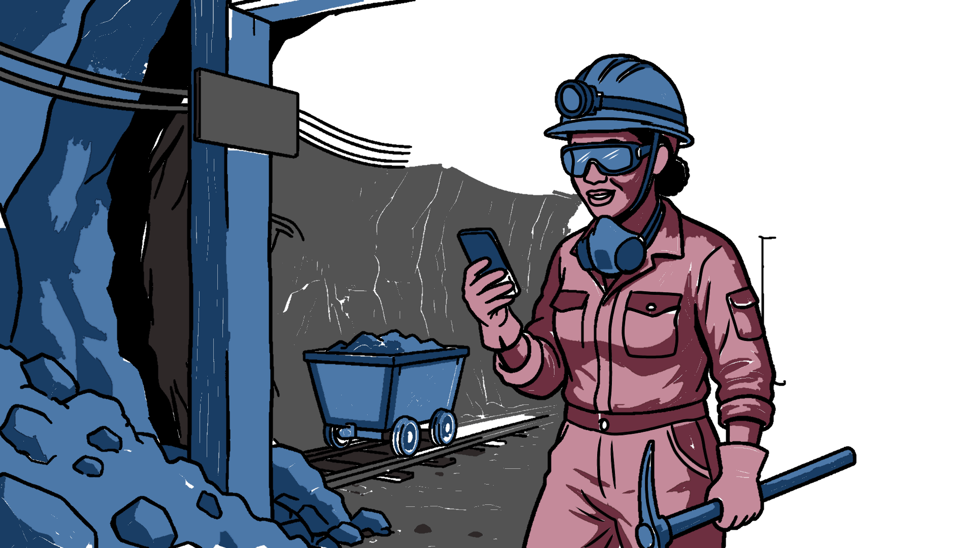 A female miner in a mine